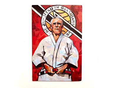 Helio Gracie bjj collage jiu jitsu paper art portrait