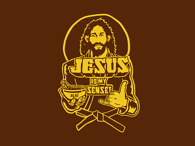 Jesus is my Sensei acai bjj illustration jesus jiu jitsu needles parody