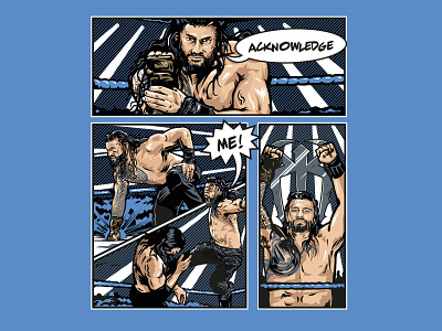 Roman Reigns Comic Strip comic book illustration roman reigns wrestling