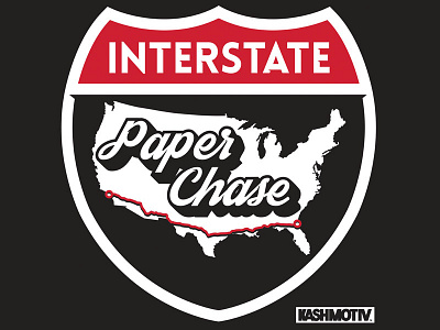 Paper Chase. customized font freeway sign map vector