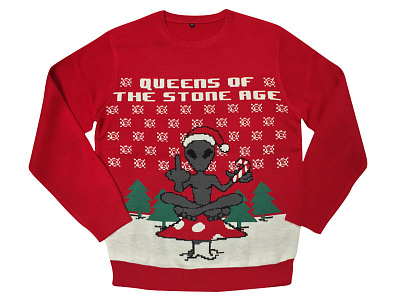 Ugly Christmas Sweater 6 alien mushroom queens of the stone age ugly christmas sweater