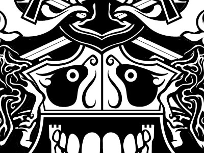 Coat of arms banner black celtic coat of arms gaunty goat illustration knotwork skull sword teeth white