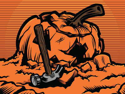 Trauma drawlloween hammer illustration inktober2018 pumpkin trauma