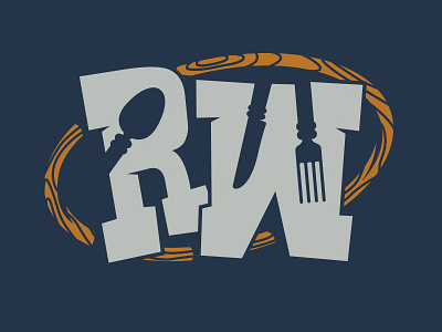 RW logo fork knife rw spoon wood