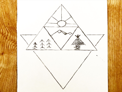 Triangle and Mountains Fineliner Drawing drawing fineliner freelance geometric graphic designer illustration mountains shapes