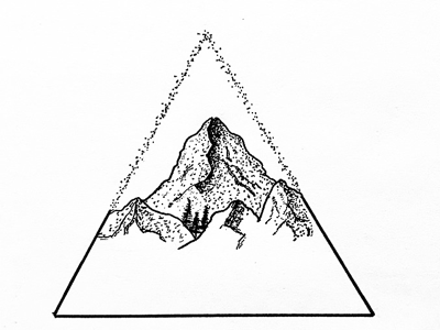 My favourite geometric mountains nature pen and ink stipple