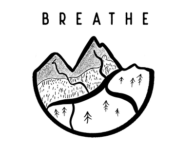 ~breathe~ digital illustration illustration logo design procreate stipple trees