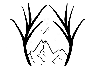 Mt. Antler antlers black and white digital drawing digital illustration logo design midnight mountains nature nature design t shirt design