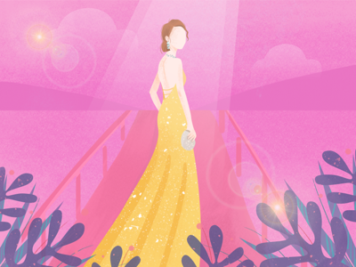 Actress actor actress dream illustration pink stage ui yellow
