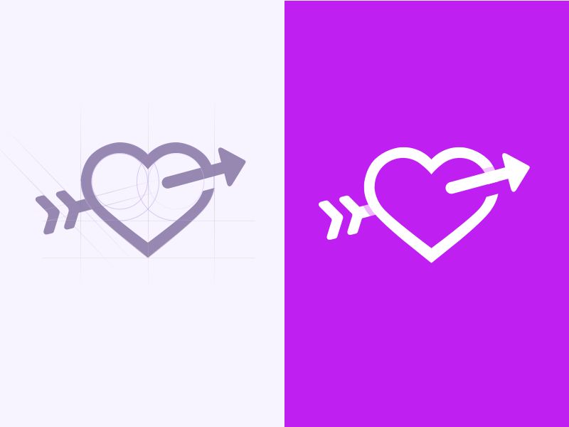 Love At The First Sight symbol relationship application mobile guidelines logotype dating love logo arrow simple heart