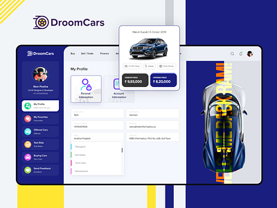 Droom Cars | User Dashboard | UI/UX Design app branding design illustrator photoshop ui ux web webdesign