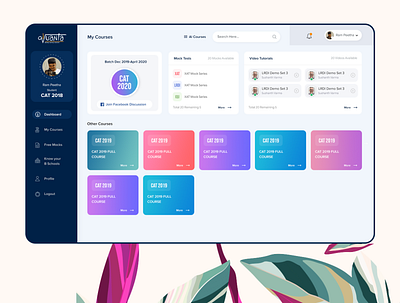 CAT Online Coaching | User Dashboard app branding design illustration illustrator photoshop ui ux ux vector web webdesign