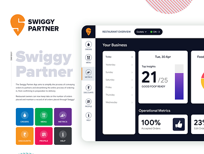 Swiggy Partner Redesign Concept (UX/UX Design) illustrator photoshop ui ux webdesign