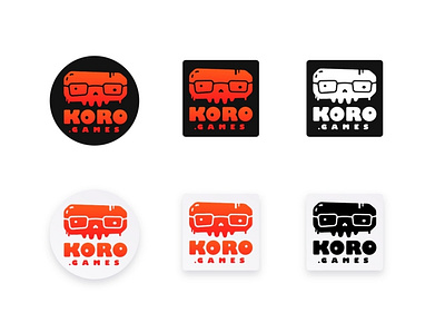 koro.games logo variants black branding design flat gamedev games illustration logo red vector
