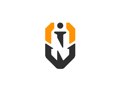 Anchor + Shield + IN abbreviation anchor black blockchain branding chain design flat i illustration in information logo n orange shield stability