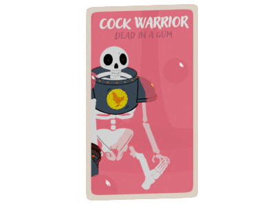 skeleton 3d animation blender board game bubble bubblegum card charcter dead design game gum illustration pink scull skeleton warrior