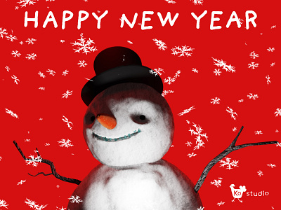 Greeting card blender card christmas holyday illustration red snow snowman
