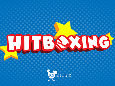 HitBoxing Game Logo blue branding design flat game gamedev illustration logo red typography vector