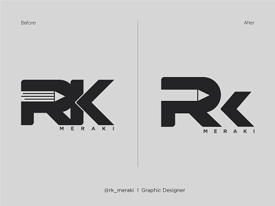 Logo redesign - rk meraki before and after branding creative design dribbble flat illustration logo logodesign logoredesign mark rk meraki symbol