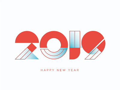 Happy New Year 2019! 2019 creative design flat graphics design illustration letters newyear number rk meraki shape type vector