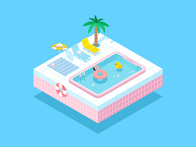 swimming pool 2.5d ai design icon illustration logo ui