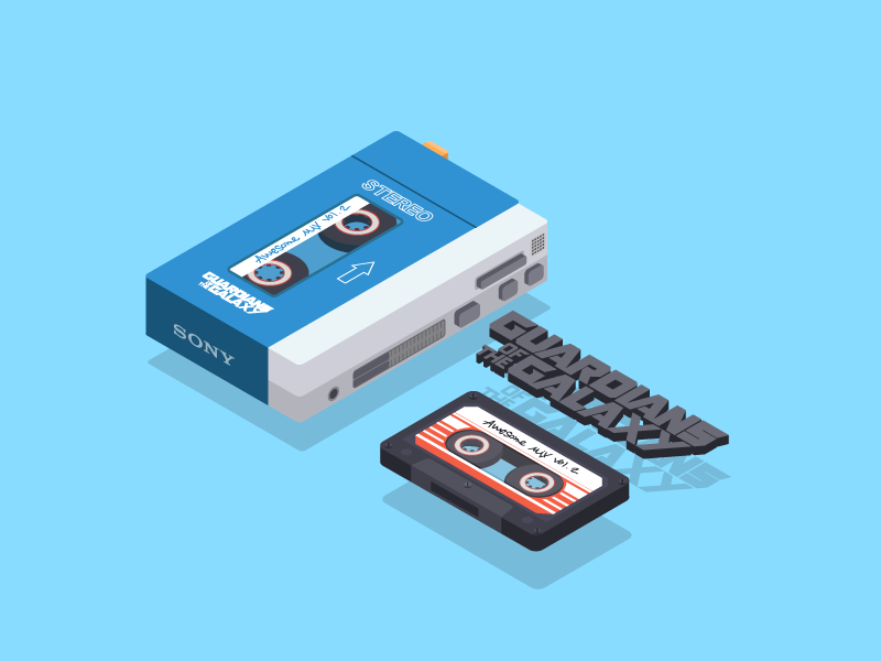 2.5d-Guardians of the Galaxy lord star tape magnetic walkman sony disney 2.5d illustration guardians of the galaxy