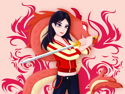 Mulan animation disney dragon illustrator mulan