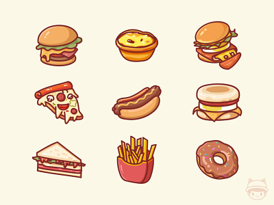 Snack illustrator series food fried hamburger hot dog illustration pizza sandwich