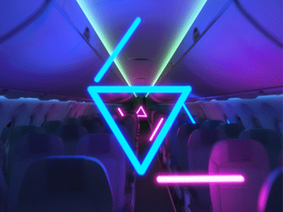 Welcome to the party plane 3d airplane animation cinema4d color gif glow lights neon party render summer