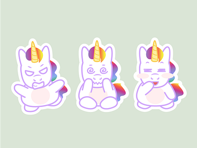 Unicorn Stickers 2 - Freebie anime emotion illustration unicorn vector