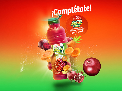 Ace Fruit advertising bottle fruit juice natural