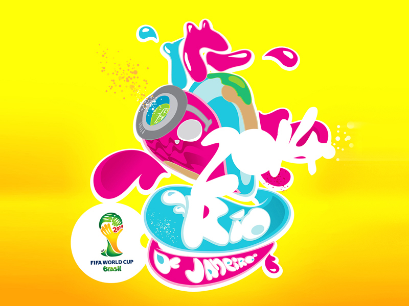 Río 2014 brasil football city heart vector illustration