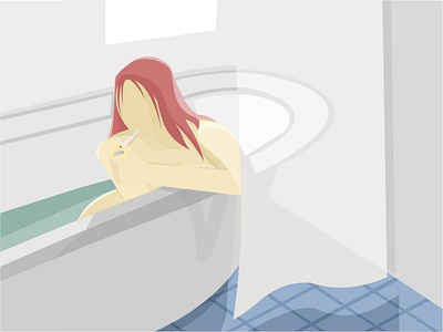 Take bath and get cigarrete bathtub chill cigarette graphic illustration smoke women