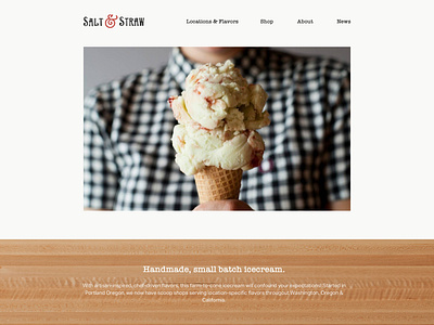 Home Page for an Ice Cream Shop