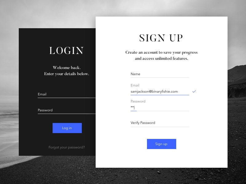 Sign up / Sign in by Nadya Bratt on Dribbble