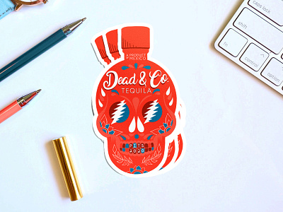 Dead & Co. Tequila Skull Sticker 2.0 art dead and co design grateful dead hand drawn illustration kristen riello procreate sticker sticker design stickers typography