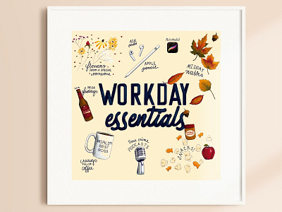 Workday Essentials apple pencil beer design drawing flowers illustration kristen riello procreate snacks typography work workday workday essentials