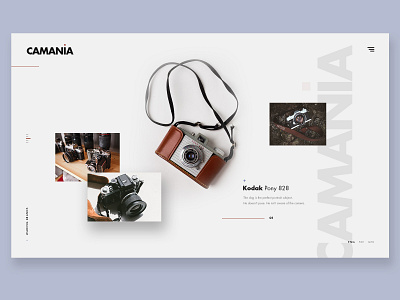 Camania, camera lover site black brown camera camera logo clean design minimal sophisticated ui user interface ux web design website white