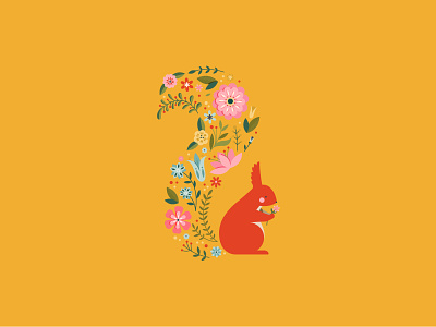 Squirrel illustration animals illustrated childrens illustration colorful design flat flower illustration illustration poster design squirrel