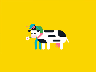 Framer's best friend app design app illustration childrens illustration colorful cow editorial illustration farmer farmers market flat illustration minimal mobile illustration