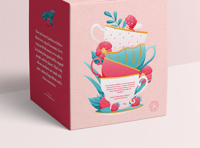 Packaging illustration app branding colorful editorial design editorial illustration flowers illustration mobile package pastel color surface design surface pattern tea