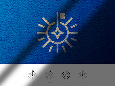 Inovando Imóveis blue flag flat design home house key minimalism minimalist symbol real estate logo star sun