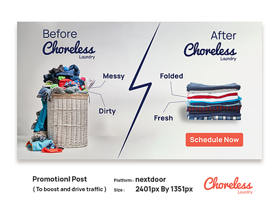 Choreless Laundry _ Promotional Banner banner branding graphic design marketing nextdoor nextdoor banner promotional banner