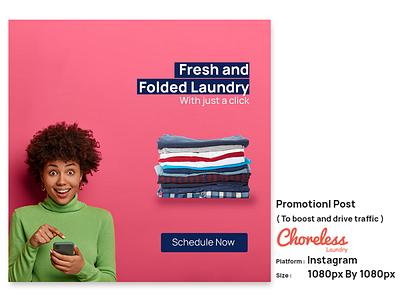 Choreless laundry _ Instagram banner branding design graphic design ig banner ig post laundry marketing promotional banner square banner