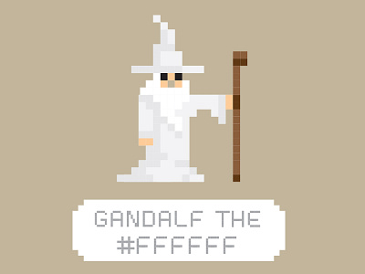 Gandalf the #FFFFFF 8bit code color concept design digital drawing fun hex illustration series type