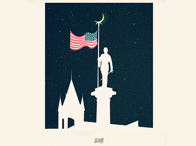 First Soldier's Monument american crescent moon flag memorial day monument negative space night simplistic stars white