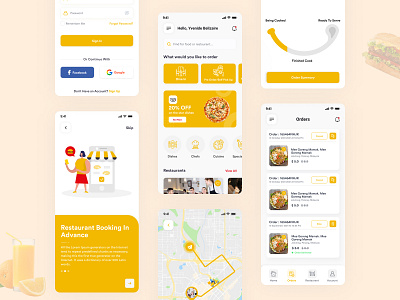 Restaurant Booking, Food & Delivery App booking breakfast chef delivery app design dessert eating food lunch pizza restaurant booking sweet ui uiux yummy