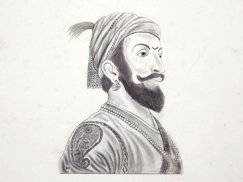 Image of Sketch of Chhatrapati Shivaji Maharaj Indian Ruler and a member of  the Bhonsle Maratha clan outline, silhouette editable  illustration-DR687919-Picxy