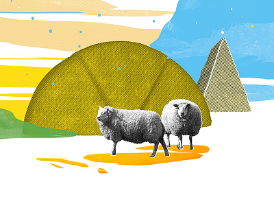 Illustration detail — Airborne cheese colagem collage editorial halftone illustration ilustração ovelha queijo sheep
