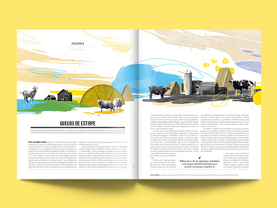 Illustration — Airborne cheese colagem collage editorial editorial design halftone illustration ilustração magazine ovelha queijo sheep